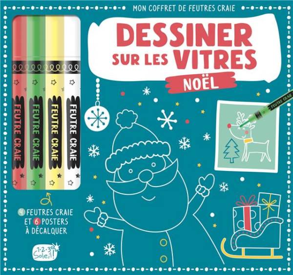 Mon coffret de feutres craies, dessiner sur les vitres : Noël